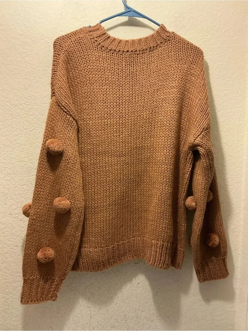 NWT  New in Pom-Pom Crewneck Sweater in Camel